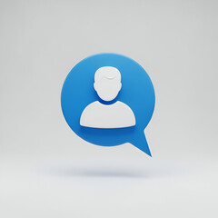 3d icon of a person inside a blue speech bubble, isolated on white background
