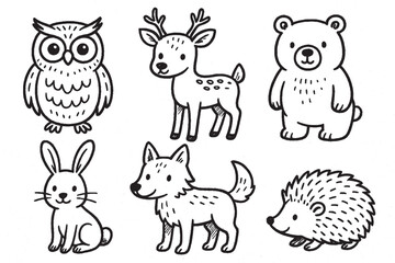 Obraz premium Set of Animals – Vector Collection of Wildlife and Domestic Animal Illustrations Including Lion, Elephant, Dog, Cat, Bird, Fish, and Farm Animals