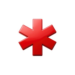 3D Render of a Shiny Red Star of Life Medical Symbol