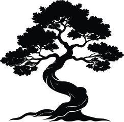 Black vector silhouette of a tree with roots shaped like the map of Europe