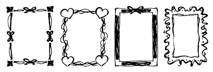 Hand-drawn frames, black and white sketch style