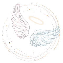 Ali delicate stilizzate, illustrazioni vettoriali, design astratto