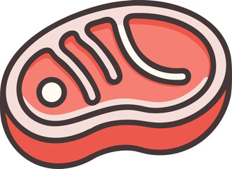 Illustration of a raw steak with fat marbling and outer ring