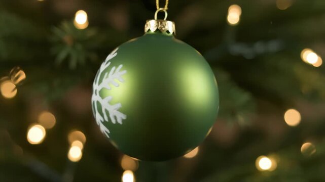 Christmas ornament swinging with snowflake monoline