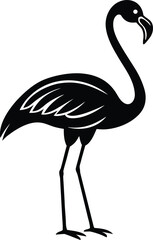 Vector illustration of a pink flamingo bird silhouette