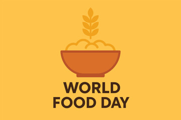 Flat vector illustration for World Food Day featuring bowl of grains with wheat icon.