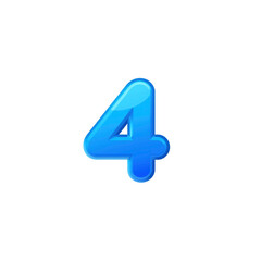 Glossy Blue Number Four 3D Rendered Digit