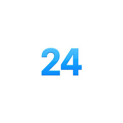 Glossy Blue Number 24 on Transparent Background - 3D Render
