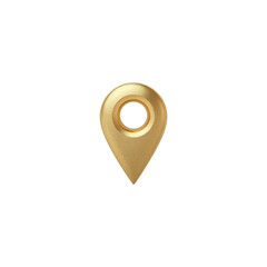 Golden Location Pin 3D Render of Luxury GPS Marker