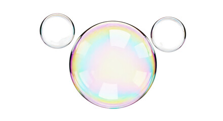 Three bubbles on black background on transparent background