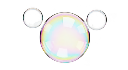 Three bubbles on black background on transparent background