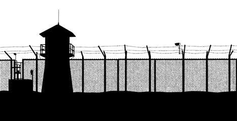 Prison silhouette in black and white
