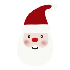 Santa Claus face cartoon christmas illustration cute flat style