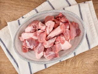 신선한 돼지고기, 음식 재료, 고기 