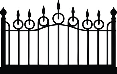 iron fence silhouette vector illustration
