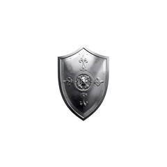 Ornate Medieval Shield Silver Metal Protection Symbol