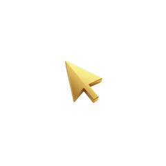3D Golden Cursor Pointer Icon - Digital Technology Symbol
