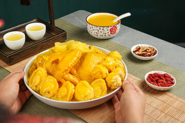 Chinese Abalone Fish Maw Soup with Premium Ingredients Traditional Asian Cuisine