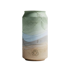 Eco Drink Can Presents Nature with Recycle Symbol on Transparent Background Beautifully