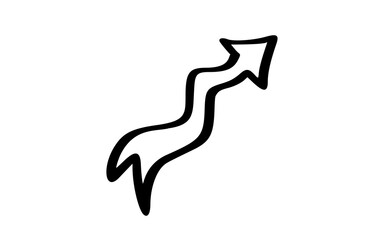 Hand Drawn Double Line Arrow Pointing Up and Right