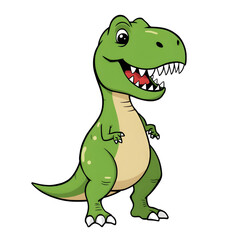 Fototapeta premium Cute Green Cartoon Tyrannosaurus Rex with Big Smile