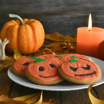 Halloween-Kekse.S&uuml;sses schauriges Geb&auml;ck zu Hallween.Happy Halloween