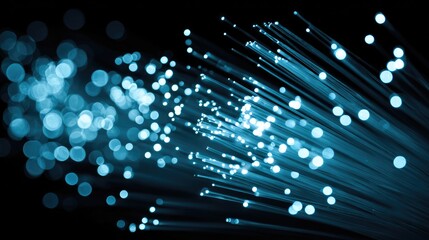 Blue and white fiber optics against a black background.