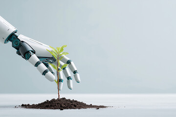 AIとエコテクノロジーの融合：ロボットハンドと新芽