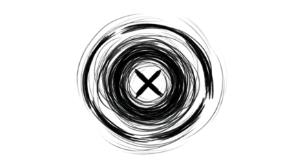 Abstract vortex with a central cross isolated on transparent background, creating a sense of swirling energy and focus, symbolizing chaos, convergence, or a point of decision
