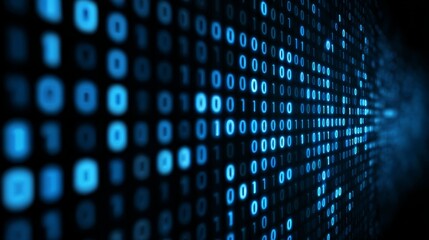 Abstract binary code background with blue digital pattern