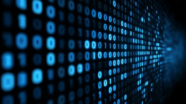 Abstract binary code background with blue digital pattern