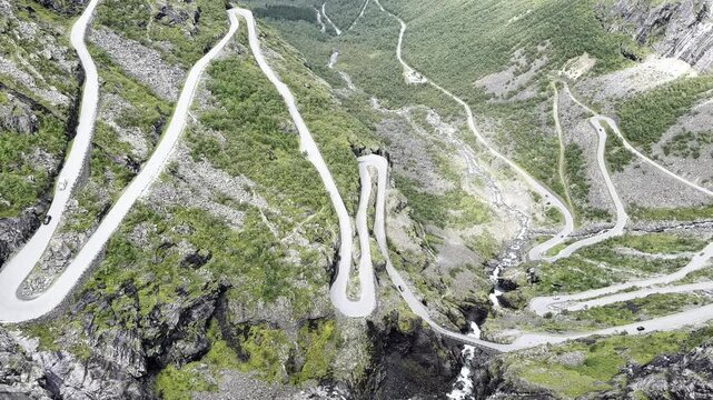View from above of the troll road or trollstigen