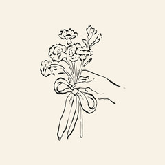 Botanical drawing. Minimal plant logo, botanical graphic sketch drawing,  meadow greenery, leaf and blooming flower abstract sketch element collection, rustic branch. Trendy tiny tattoo design, floral