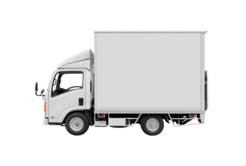 Empty side view white 4 wheel delivery mini truck isolated