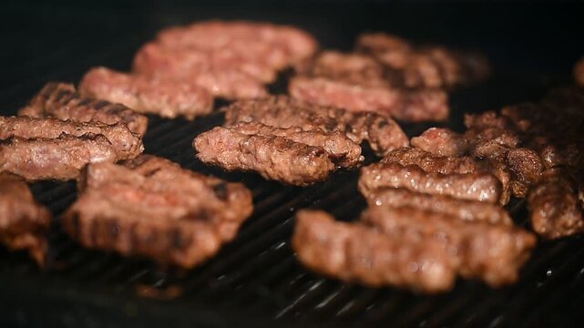 Mici or mititei, romanian national dish on a grill