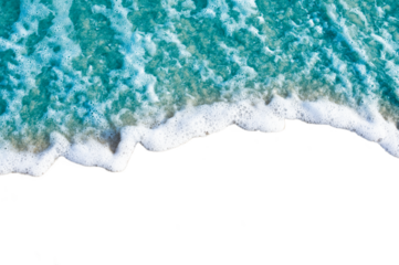 Aerial view of ocean waves crashing on shore with white foam