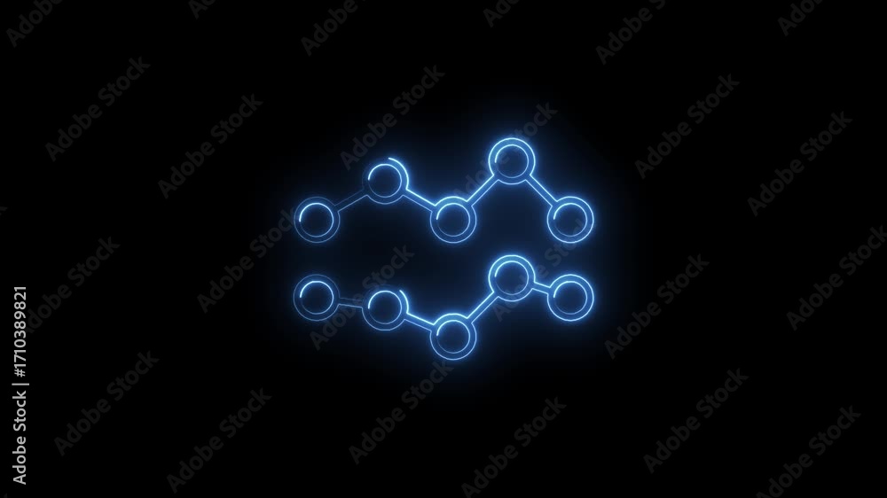 Poster animated glowing line graph visualization on black background digital finance analysis presentation