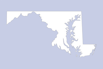 Vector graphic artwork suitable for print and web containing flat detailed map of MARYLAND