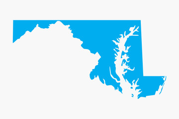 Vector graphic artwork suitable for print and web containing flat detailed map of MARYLAND