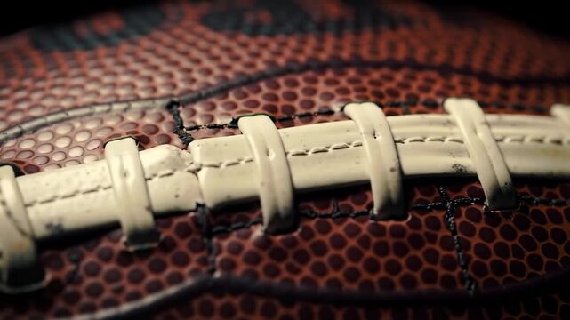 Close-up of a football's stitching