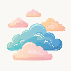 Pastel Cloudscape: Soft Blue Pink Orange Clouds Illustration