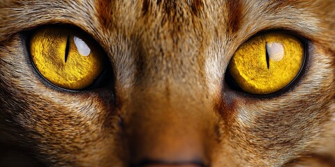 Close-up of cat eyes with intense yellow and black pupils