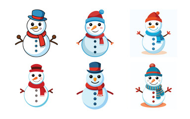 Six Adorable Snowmen Winter Holiday Fun