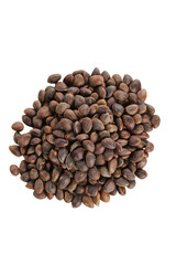 Wild Changbai Mountain Pine Nuts Pile on White Background - Korean Pine Seeds from Deep Forest