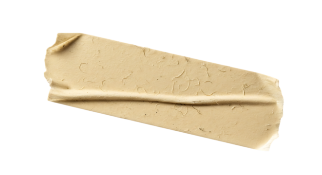 Closeup of a beige adhesive bandage on a transparent background, isolated on transparent background the bandage has a rough texture and a slight curve, suggesting it has been used or is ready to be ap