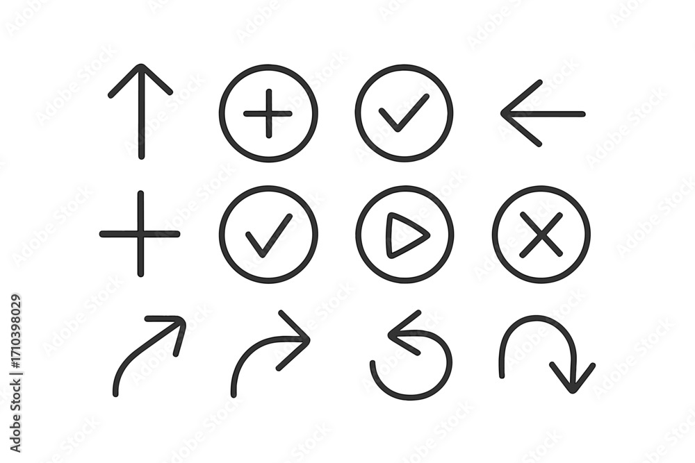 Aufkleber simple line icon set for user interface design. minimalist outline icons for web and mobile apps. in