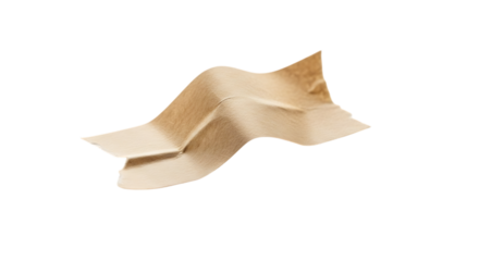 A crumpled piece of golden paper with sharp folds and a textured surface, creating a sense of luxury, elegance, and artistic expression, isolated on transparent background