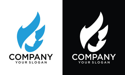 Obraz premium Creative Beautiful woman face logo. Hair, spa and aesthetics business concept. Modern, elegant, luxury style. Vector illustration