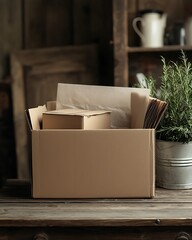 Selection of folded sweaters in shipping box high resolution picture