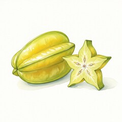 Starfruits watercolor, white background